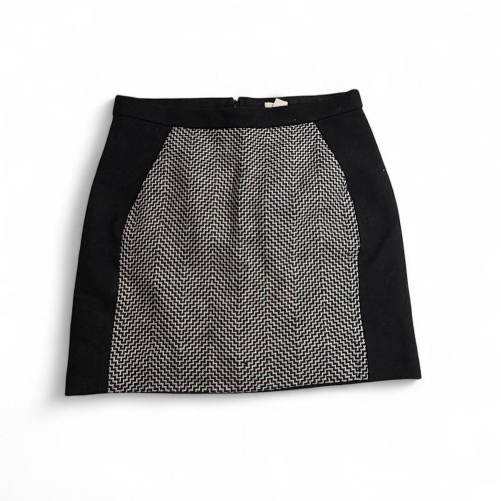 J.Crew Dark Academia 70% Wool Herringbone Colorblock Mini Skirt